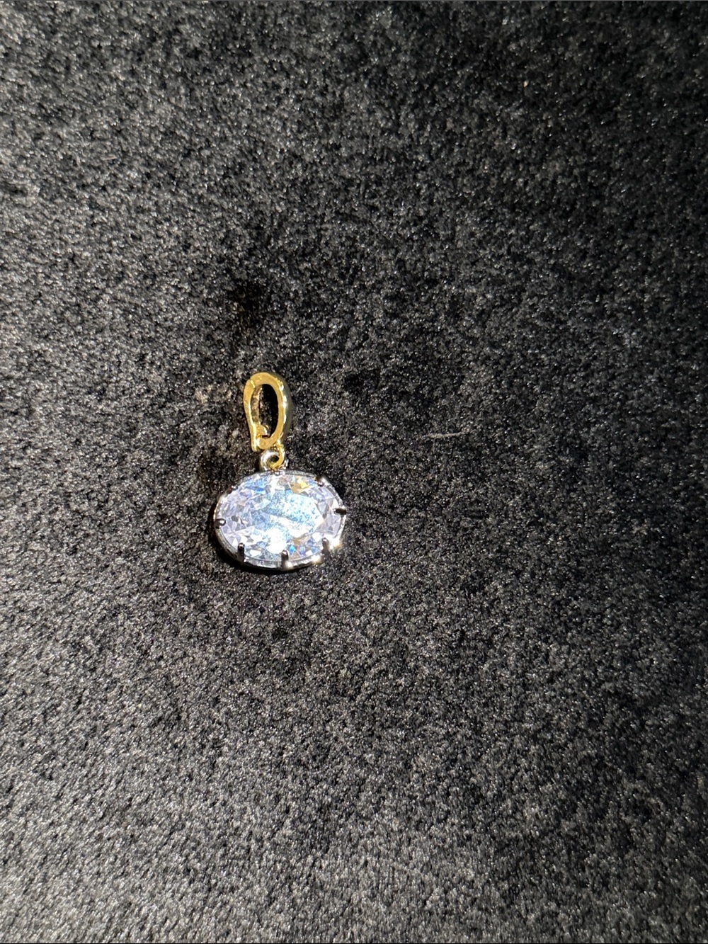 Gold and Black Cubic Zirconia Oval Pendant -CZ Stone